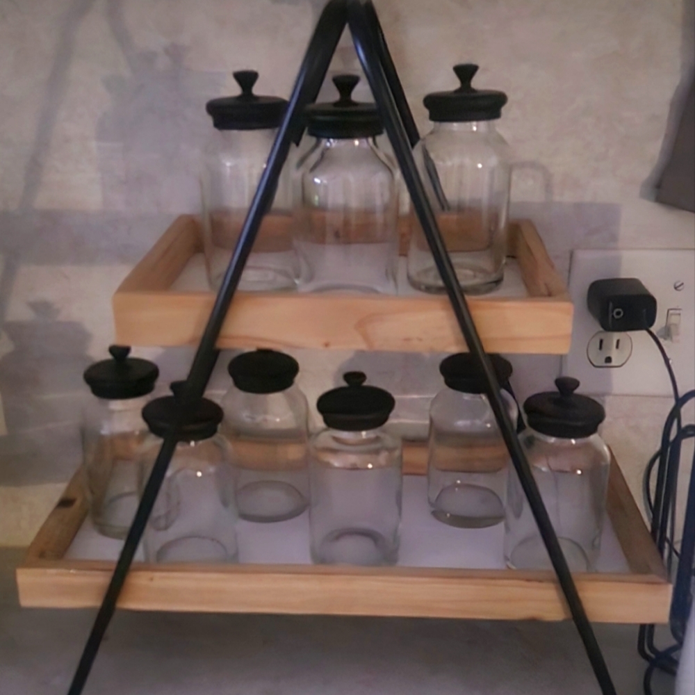 Glass jars with tray set